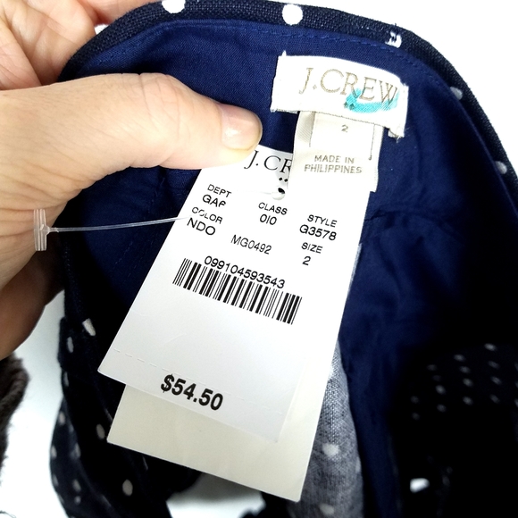 J.Crew Navy Blue White Polka Dot Scalloped Shorts - Picture 6 of 7